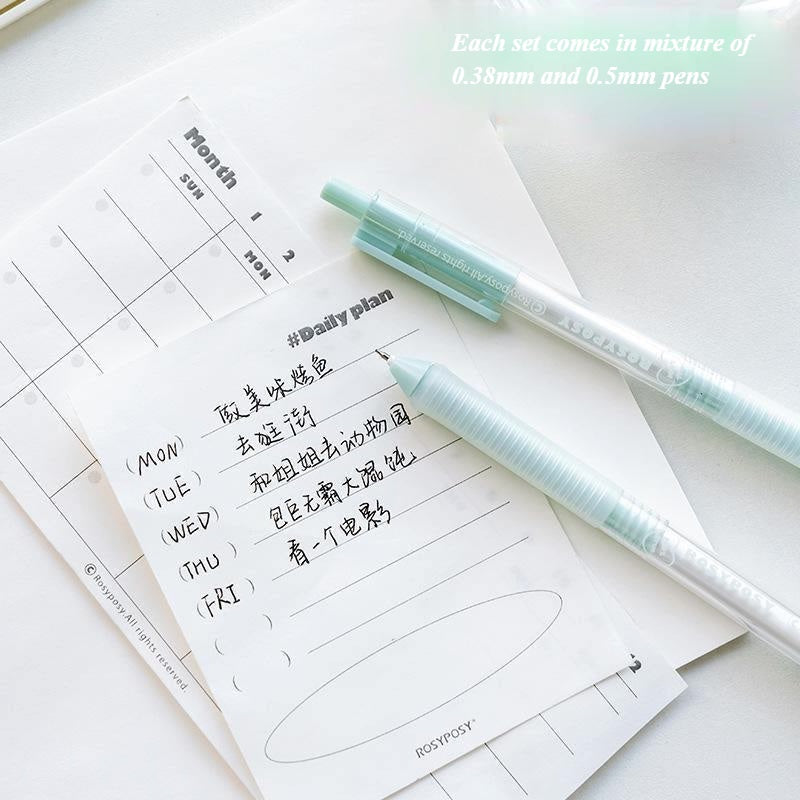Black Gel Pen Set of 5 | Aesthetic 0.5mm 0.38mm Ink Pens | Dream Series Stationery Gift Set