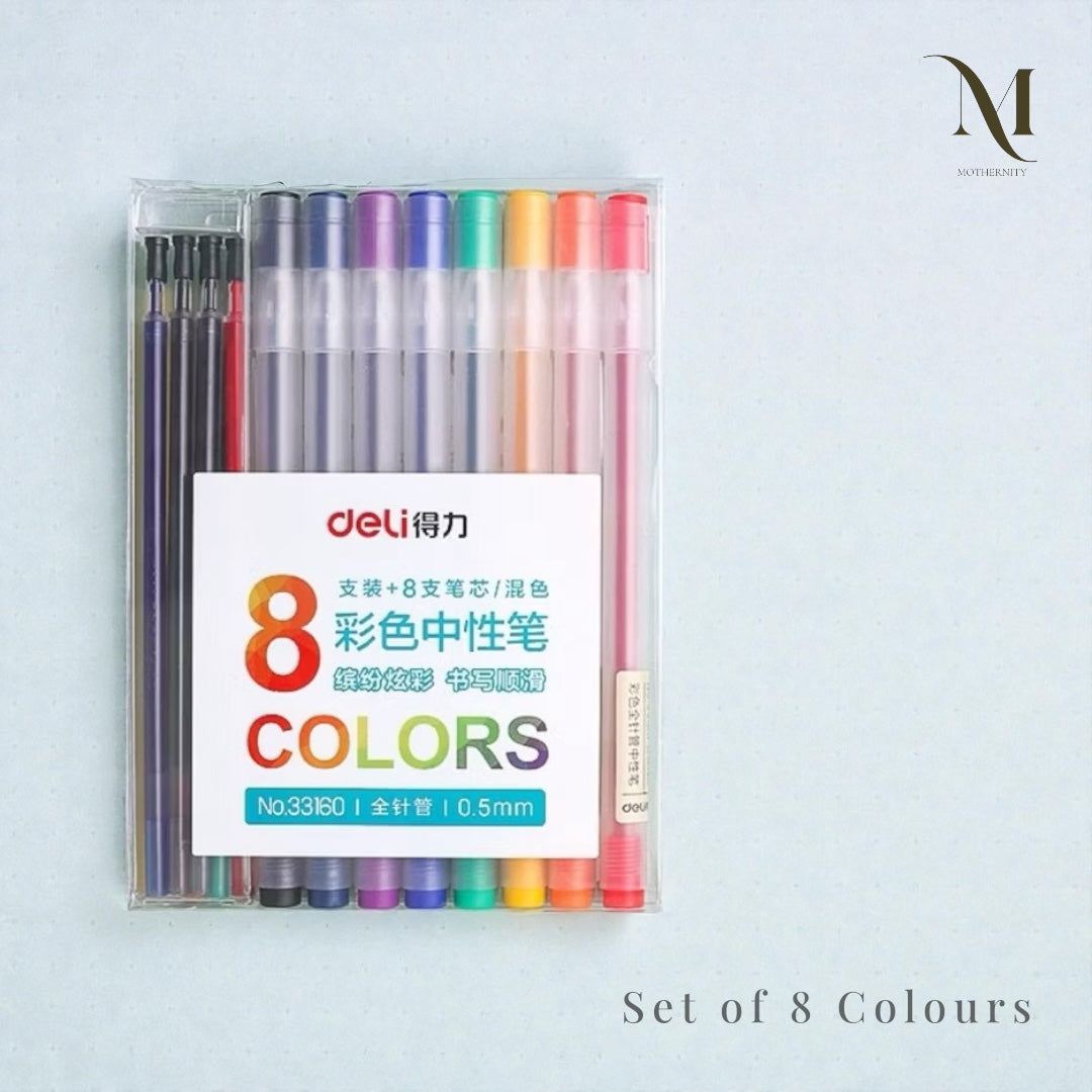 Deli 8-Colour Fine Tip Gel Pen Set