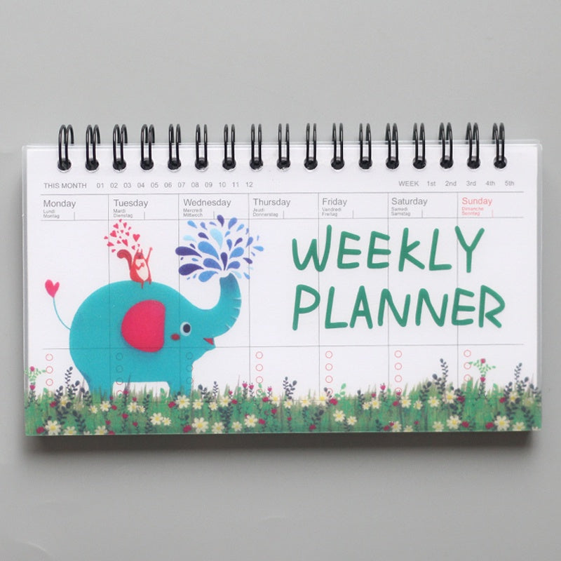 Weekly Planner Notebook A6 | Cute Spiral Double Coil | Undated Schedule Organizer 50 Sheets