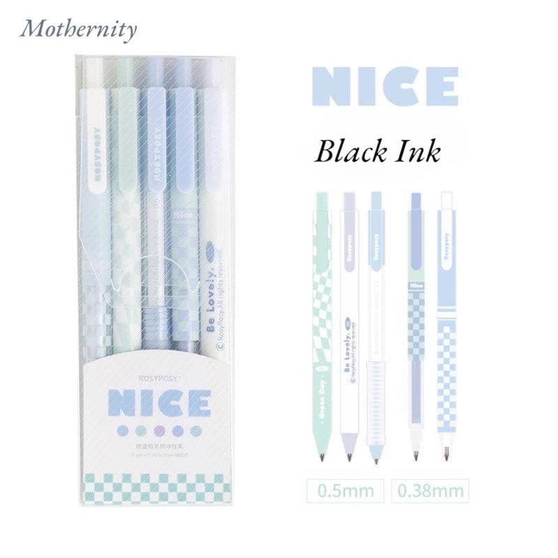 Black Gel Pen Set of 5 | Aesthetic 0.5mm 0.38mm Ink Pens | Dream Series Stationery Gift Set