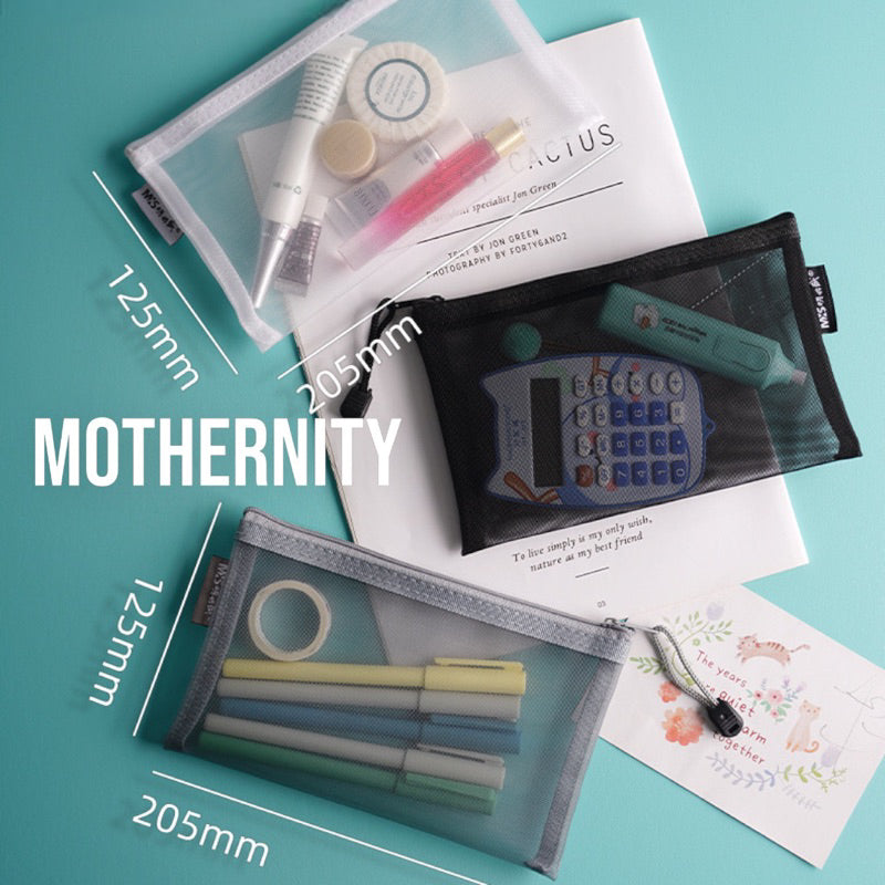 Translucent Mesh Pencil Case – Single/Double Zip | See-Through Pouch for Stationery Travel