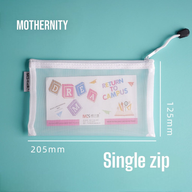 Translucent Mesh Pencil Case – Single/Double Zip | See-Through Pouch for Stationery Travel