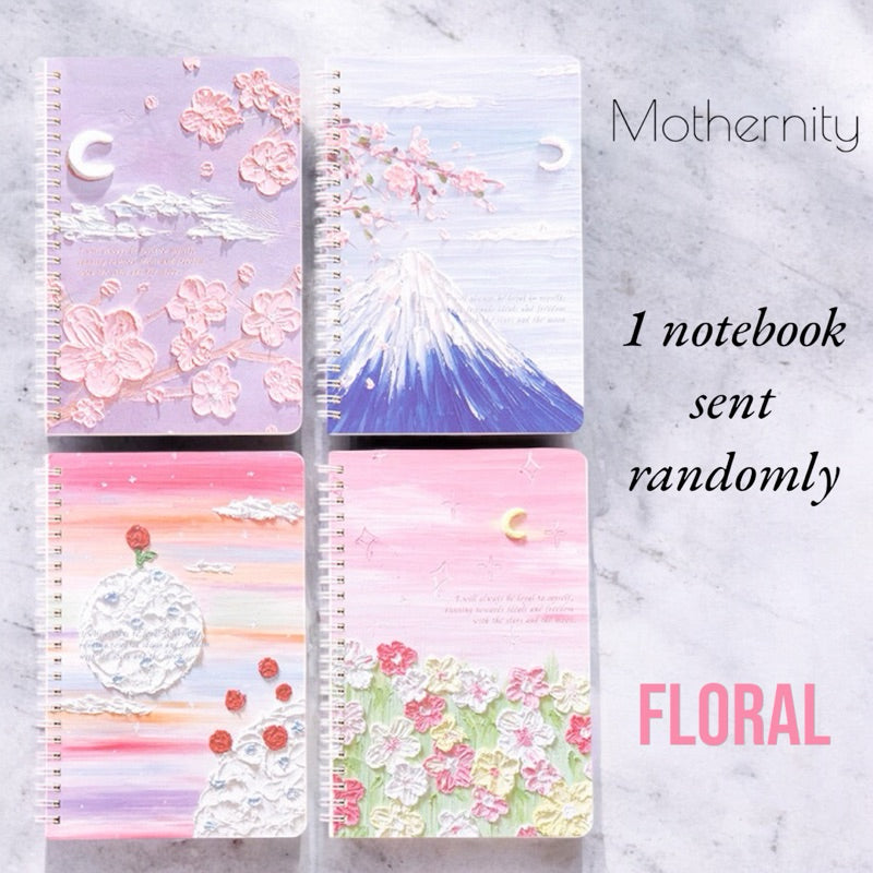 A5 Spiral Notebook | 120 Pages Lay-Flat Journal | Floral & Sun Moon Printed Covers