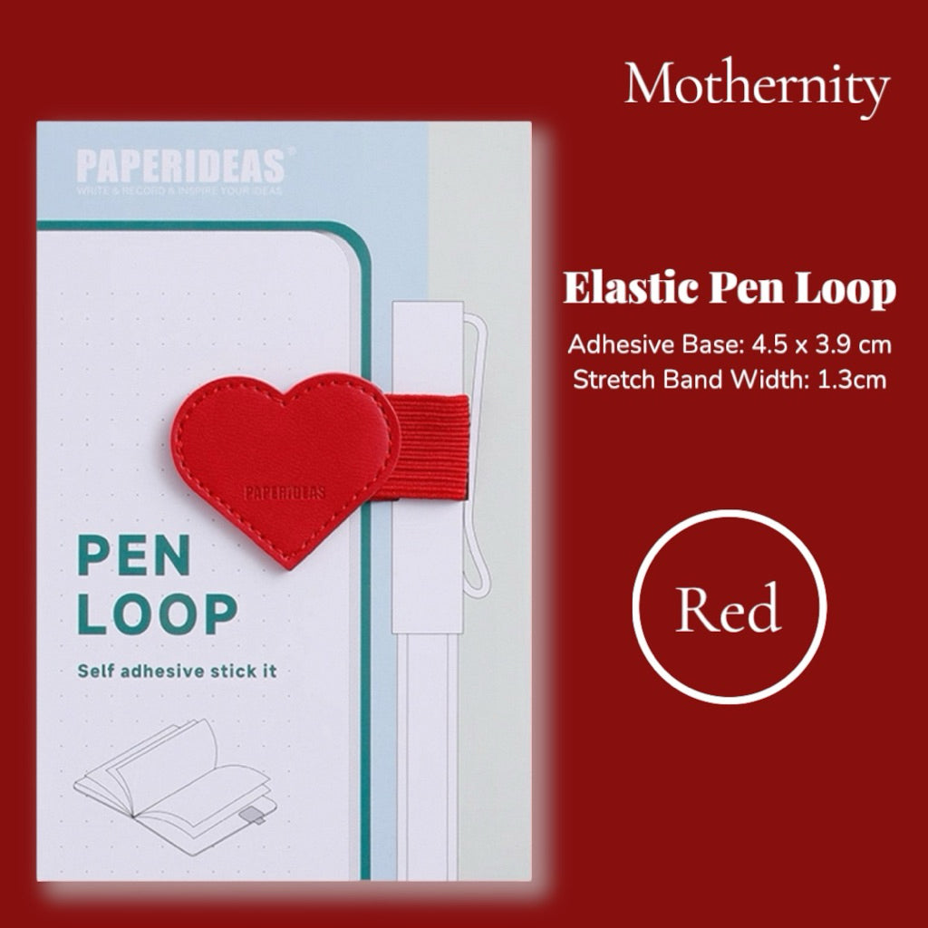 Paperideas Heart Shape Adhesive Pen Holder | Elastic Pen Loop for Notebook Journal Planner
