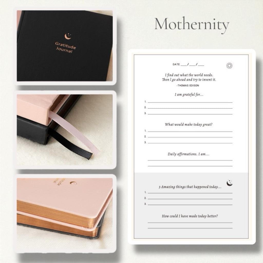 PU Leather A5 Gratitude Journal | Guided Prompts & Daily Quotes Notebook