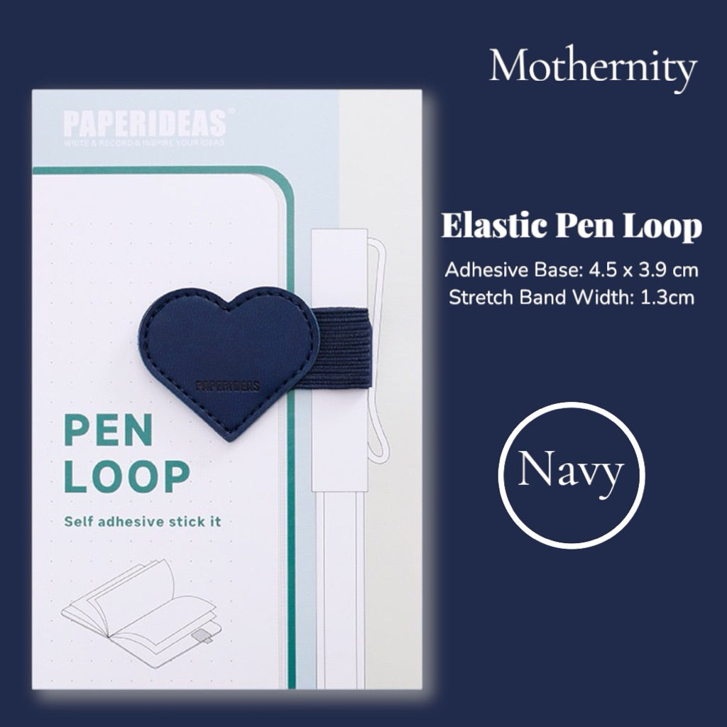 Paperideas Heart Shape Adhesive Pen Holder | Elastic Pen Loop for Notebook Journal Planner