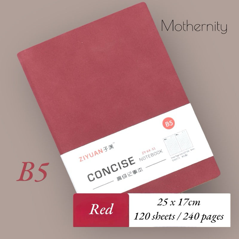 Concise PU Notebook | Minimalist Business Journal | A6 A5 B5 Sizes| Mothernity
