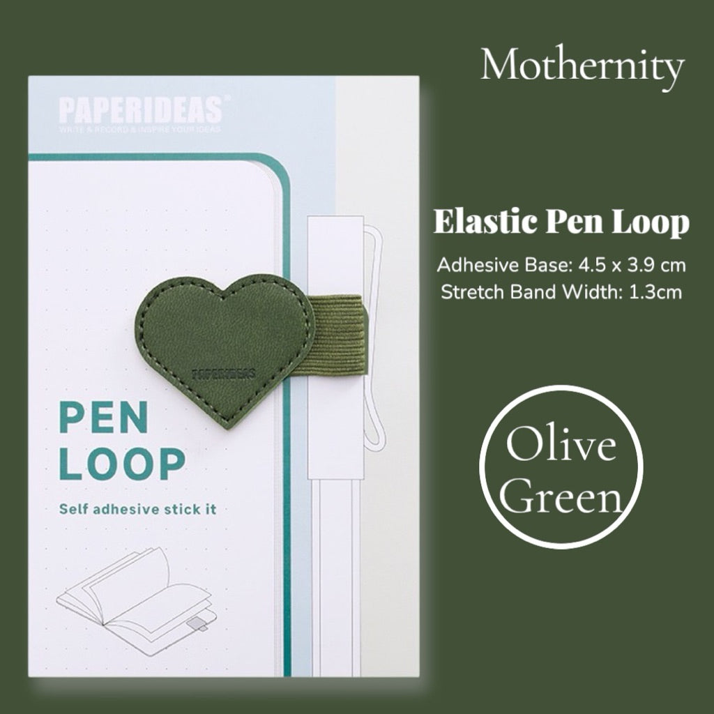 Paperideas Heart Shape Adhesive Pen Holder | Elastic Pen Loop for Notebook Journal Planner