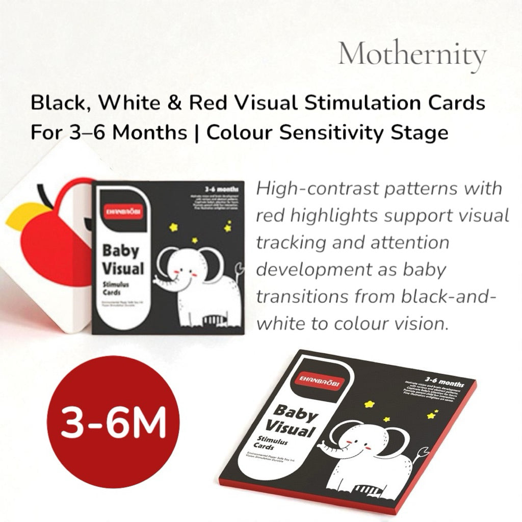 Baby Visual Cards 0–36M | Black White Red Flashcards | Infant Visual Stimulation Cards