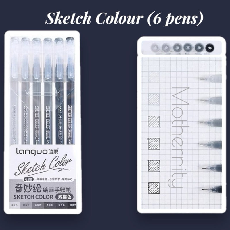 Gel Pen Set | 0.6mm Fine Tip Colour Pens for Journaling & Art | Morandi-Inspired Stationery