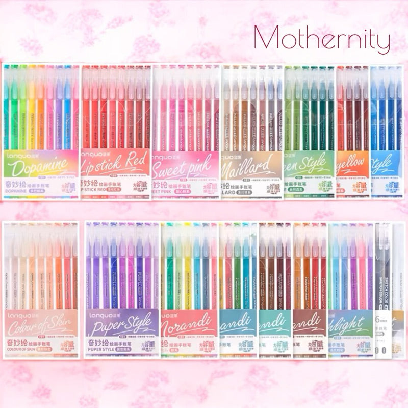 Gel Pen Set | 0.6mm Fine Tip Colour Pens for Journaling & Art | Morandi-Inspired Stationery