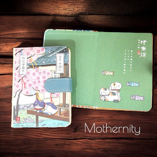 A6 PU Hardcover Journal | 224 Pages Illustrated Japanese Cat Design | Yume no Mori Notebook