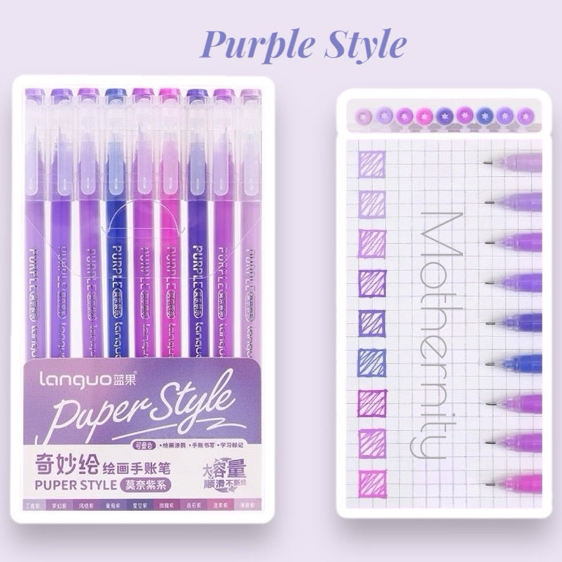 Gel Pen Set | 0.6mm Fine Tip Colour Pens for Journaling & Art | Morandi-Inspired Stationery