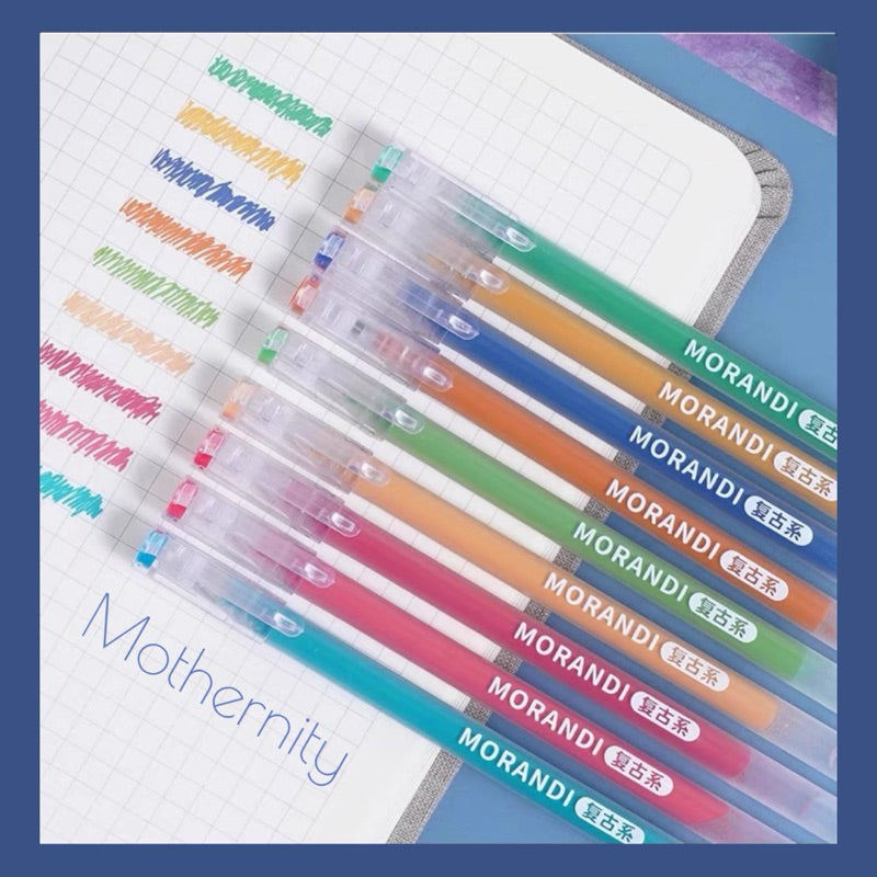 Gel Pen Set | 0.6mm Fine Tip Colour Pens for Journaling & Art | Morandi-Inspired Stationery