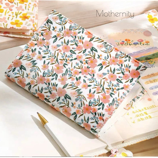 A5/A6 Floral Notebook Cover | Adjustable Cotton Journal Protector | Soft Fabric Book Sleeve