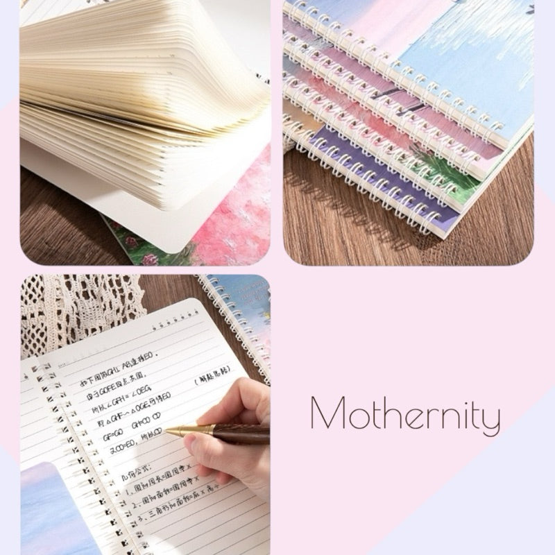 A5 Spiral Notebook | 120 Pages Lay-Flat Journal | Floral & Sun Moon Printed Covers