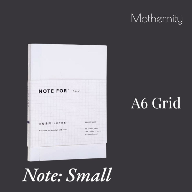 A5/A6 Minimalist Notebook | 100gsm | Grid Ruled Blank | 160 Pages Bullet Journal | Mothernity