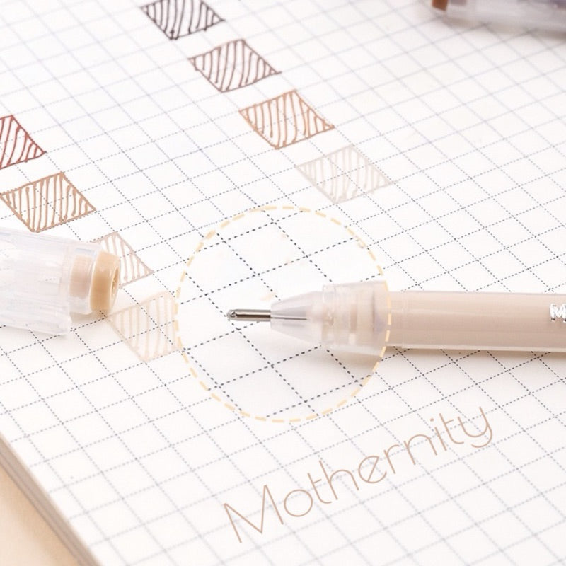 Gel Pen Set | 0.6mm Fine Tip Colour Pens for Journaling & Art | Morandi-Inspired Stationery