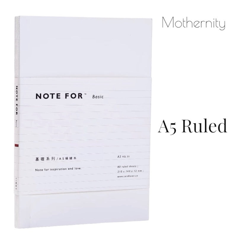 A5/A6 Minimalist Notebook | 100gsm | Grid Ruled Blank | 160 Pages Bullet Journal | Mothernity