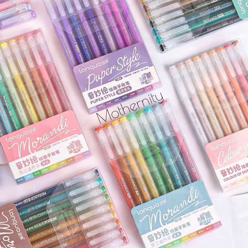 Gel Pen Set | 0.6mm Fine Tip Colour Pens for Journaling & Art | Morandi-Inspired Stationery
