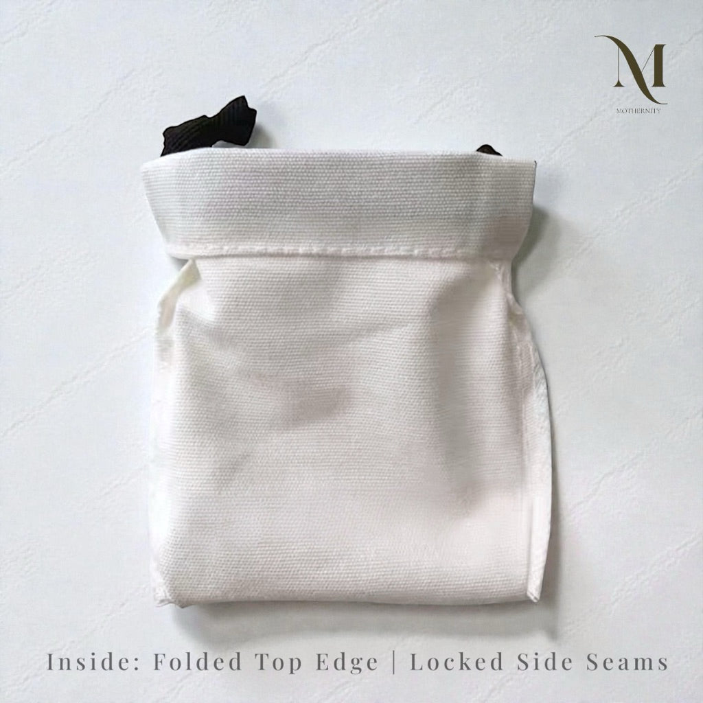 Mothernity Essential Drawstring Pouch – Cotton Canvas Storage Bag, Minimal Design