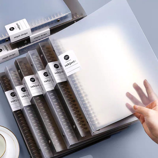 A5 Leaflet Notebook Refillable | Translucent Cover 20-Ring Binder | 50 Sheets + Free Ruler
