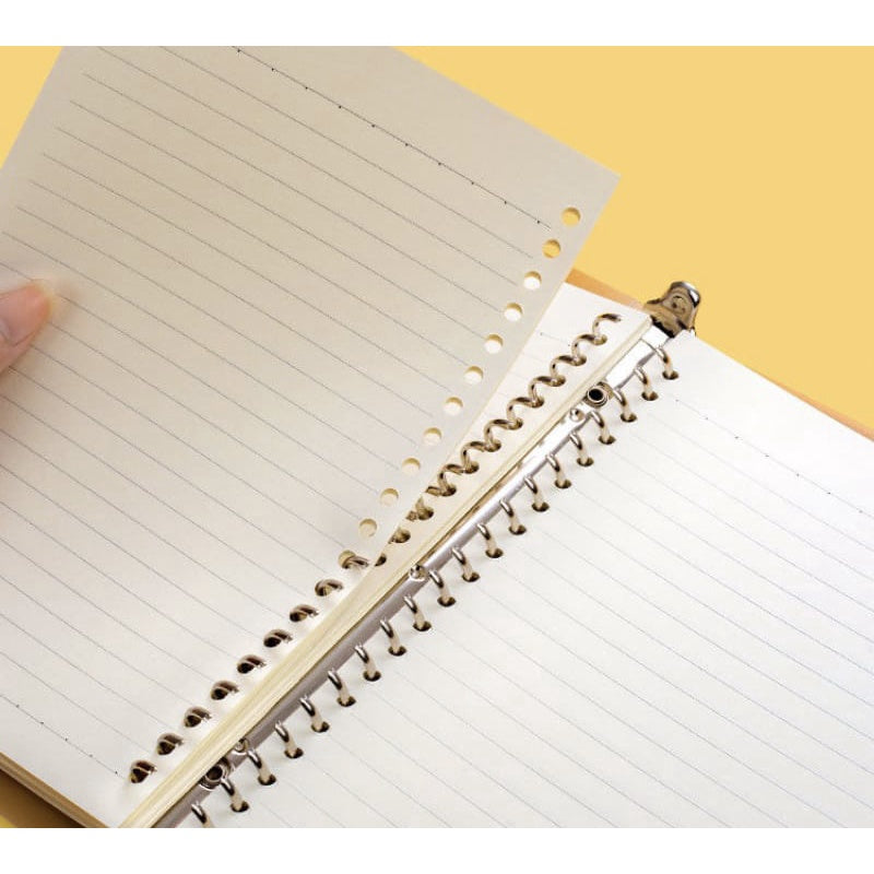 A5 Leaflet Notebook Refillable | Translucent Cover 20-Ring Binder | 50 Sheets + Free Ruler