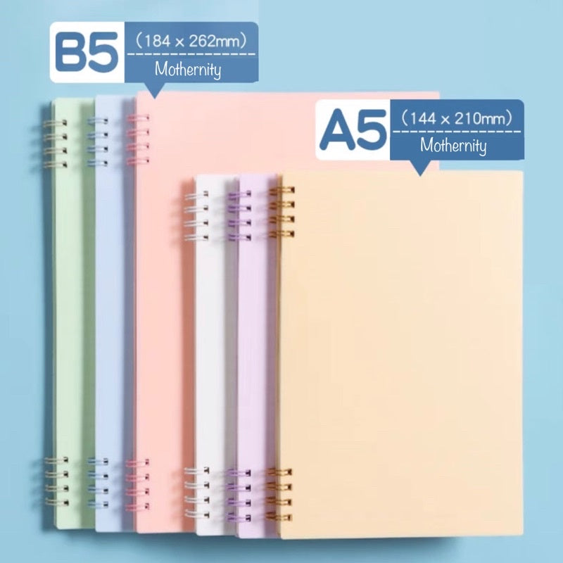 A5 Spiral Notebook 80 Sheets | Minimalist Firm PP Cover | Ruled Lined Paper | Dual Coil Stationery