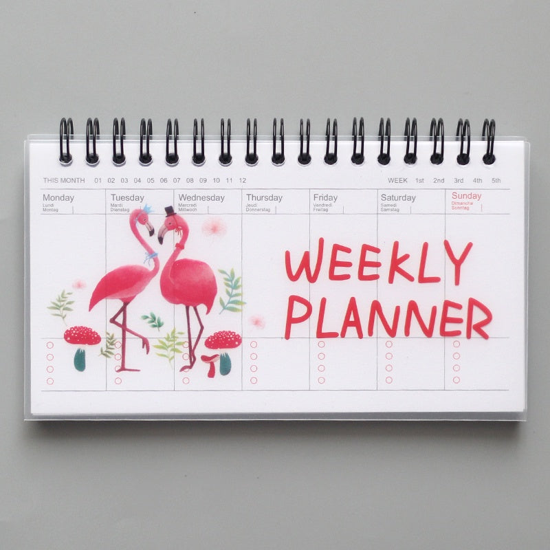 Weekly Planner Notebook A6 | Cute Spiral Double Coil | Undated Schedule Organizer 50 Sheets