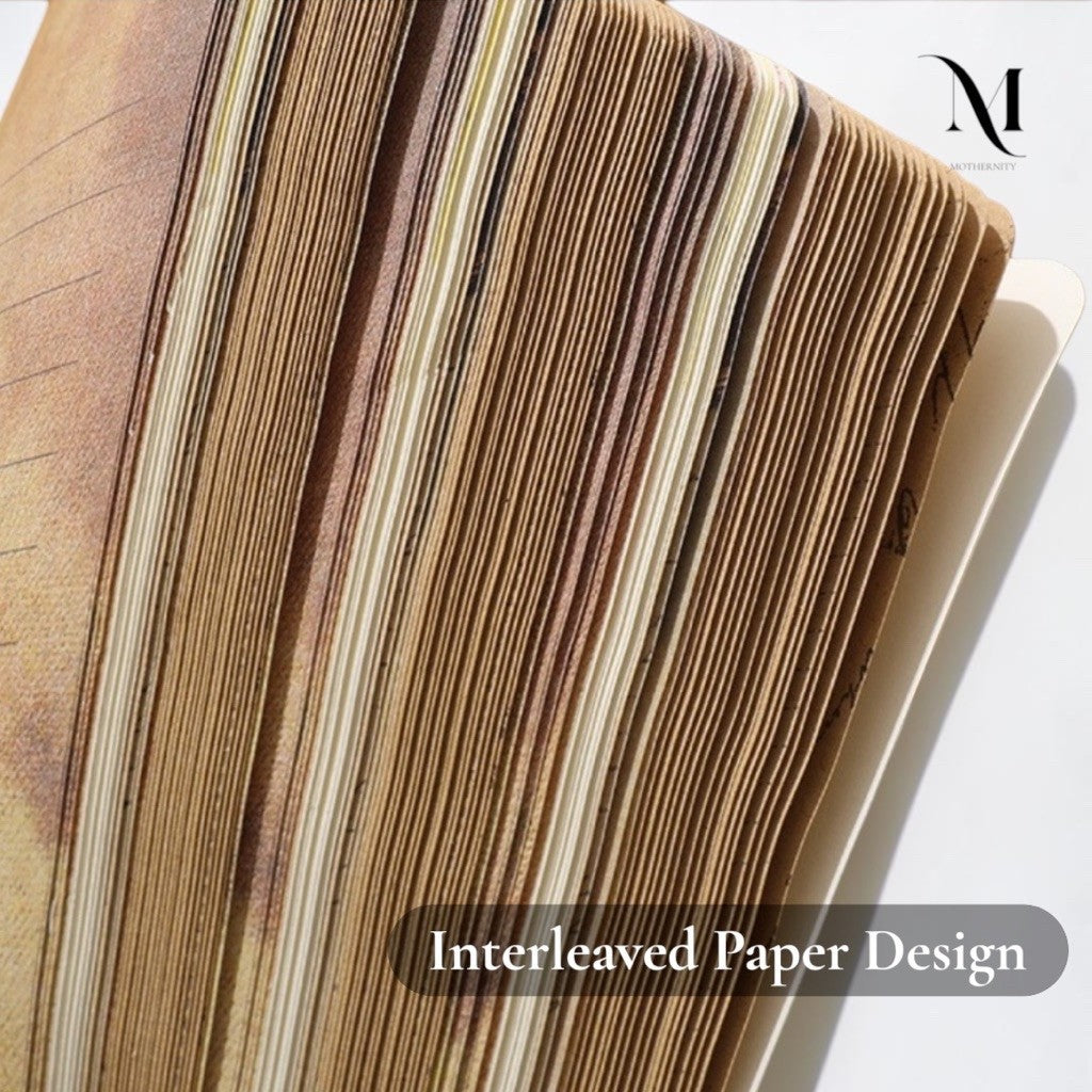 Vintage A5 Hardcover Journal, Kraft & Cream Interleaved Paper Notebook, Collage Diary