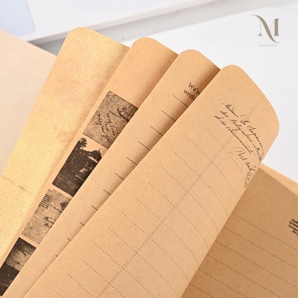 Vintage A5 Hardcover Journal, Kraft & Cream Interleaved Paper Notebook, Collage Diary