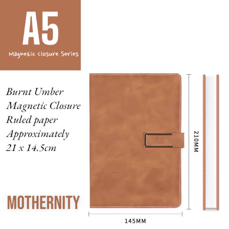 PU Leather Notebook A5 A6 – Magnetic / Minimalist | Soft Cover Journal | Business Diary Mothernity