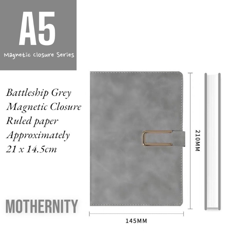 PU Leather Notebook A5 A6 – Magnetic / Minimalist | Soft Cover Journal | Business Diary Mothernity