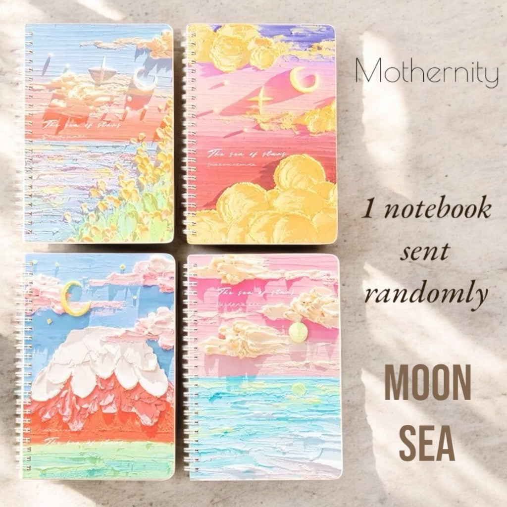 A5 Spiral Notebook | 120 Pages Lay-Flat Journal | Floral & Sun Moon Printed Covers