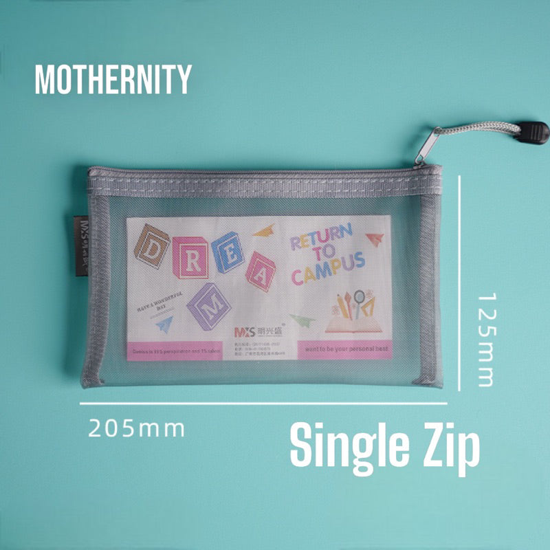 Translucent Mesh Pencil Case – Single/Double Zip | See-Through Pouch for Stationery Travel