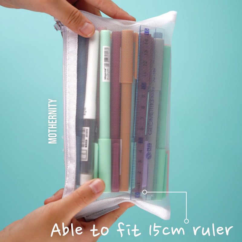 Translucent Mesh Pencil Case – Single/Double Zip | See-Through Pouch for Stationery Travel