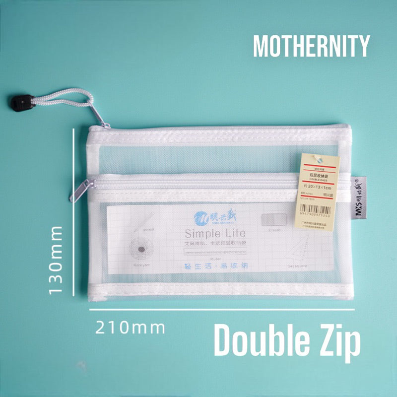 Translucent Mesh Pencil Case – Single/Double Zip | See-Through Pouch for Stationery Travel