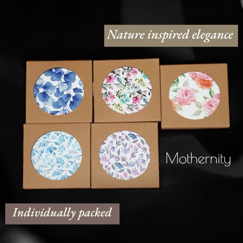 Ceramic Drink Coaster with Cork Base | Floral Absorbent Round Coaster for Hot & Cold Beverages