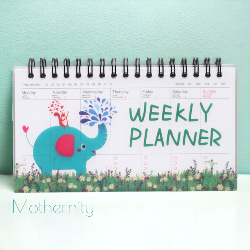 Weekly Planner Notebook A6 | Cute Spiral Double Coil | Undated Schedule Organizer 50 Sheets
