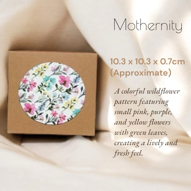 Ceramic Drink Coaster with Cork Base | Floral Absorbent Round Coaster for Hot & Cold Beverages
