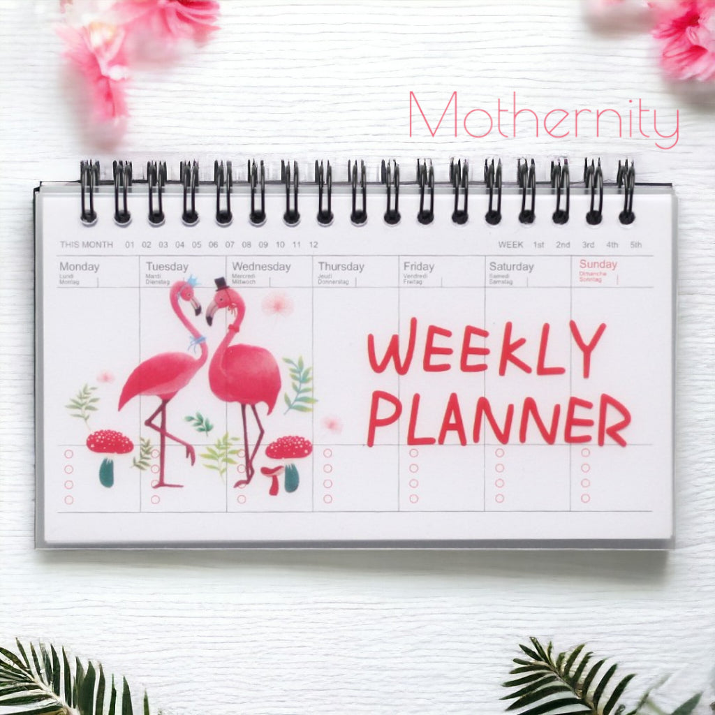 Weekly Planner Notebook A6 | Cute Spiral Double Coil | Undated Schedule Organizer 50 Sheets
