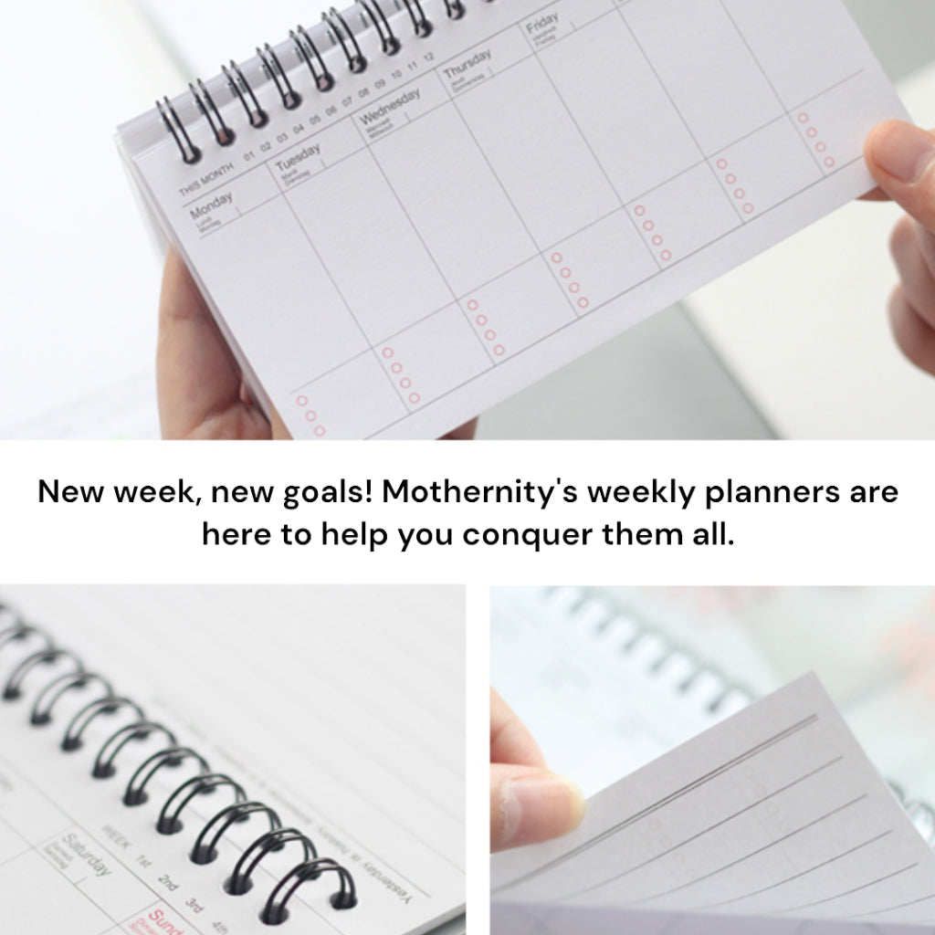 Weekly Planner Notebook A6 | Cute Spiral Double Coil | Undated Schedule Organizer 50 Sheets