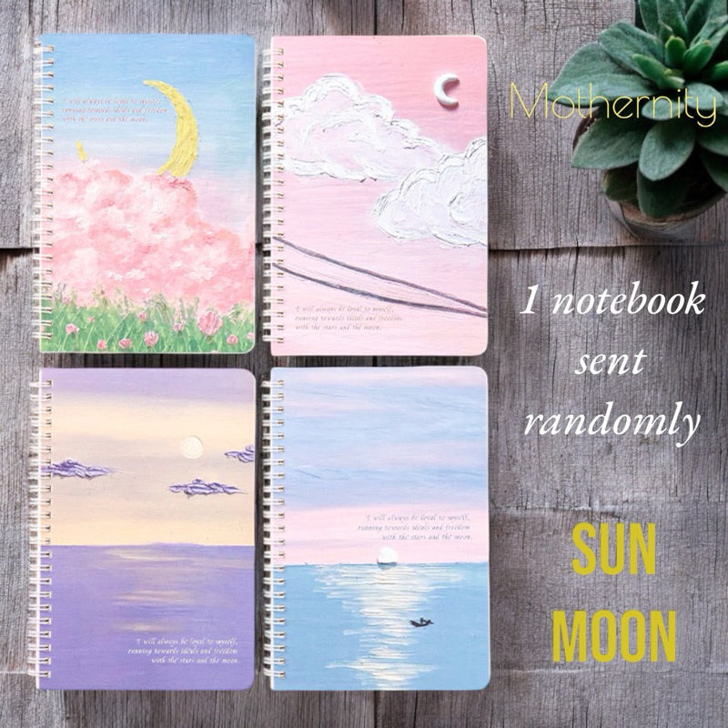 A5 Spiral Notebook | 120 Pages Lay-Flat Journal | Floral & Sun Moon Printed Covers
