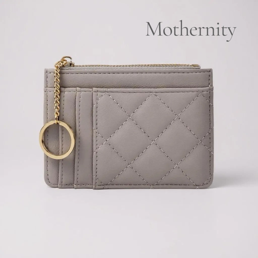 Elegant Quilted Card Holder – Multi-Slot PU Leather Wallet | Small Slim Ladies Card Case