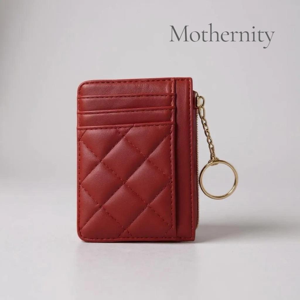 Elegant Quilted Card Holder – Multi-Slot PU Leather Wallet | Small Slim Ladies Card Case