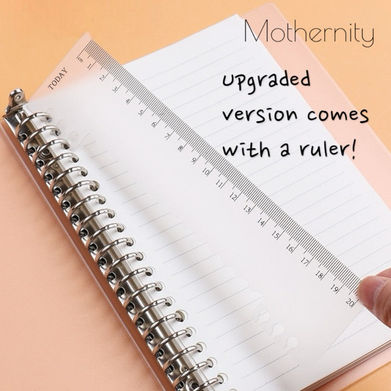 A5 Leaflet Notebook Refillable | Translucent Cover 20-Ring Binder | 50 Sheets + Free Ruler