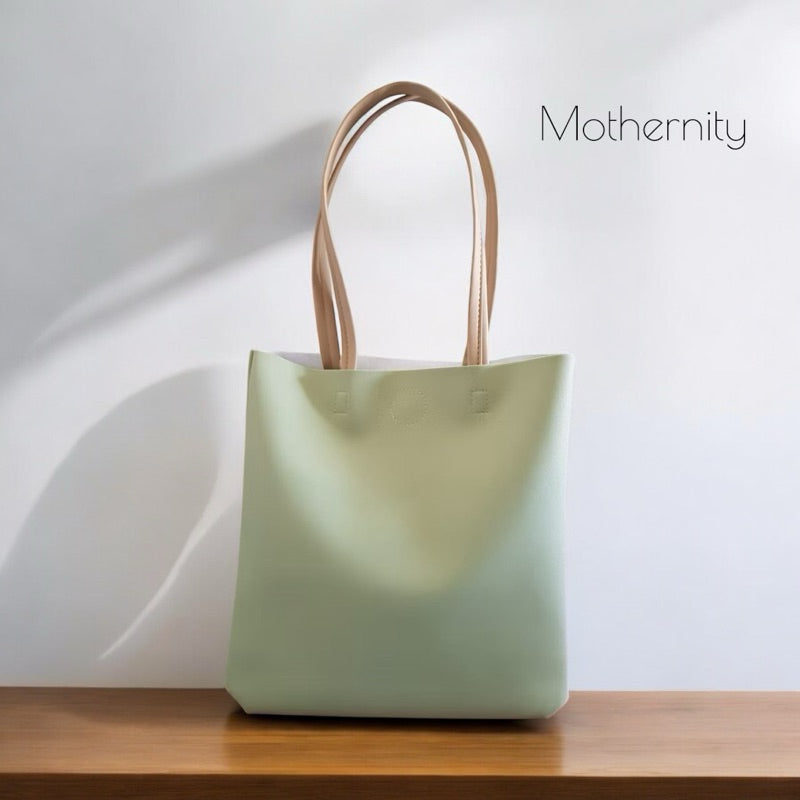 PU Leather Tote Bag | Inner Pocket | Minimalist Shoulder Bag for Work or Daily Use | 27x32cm