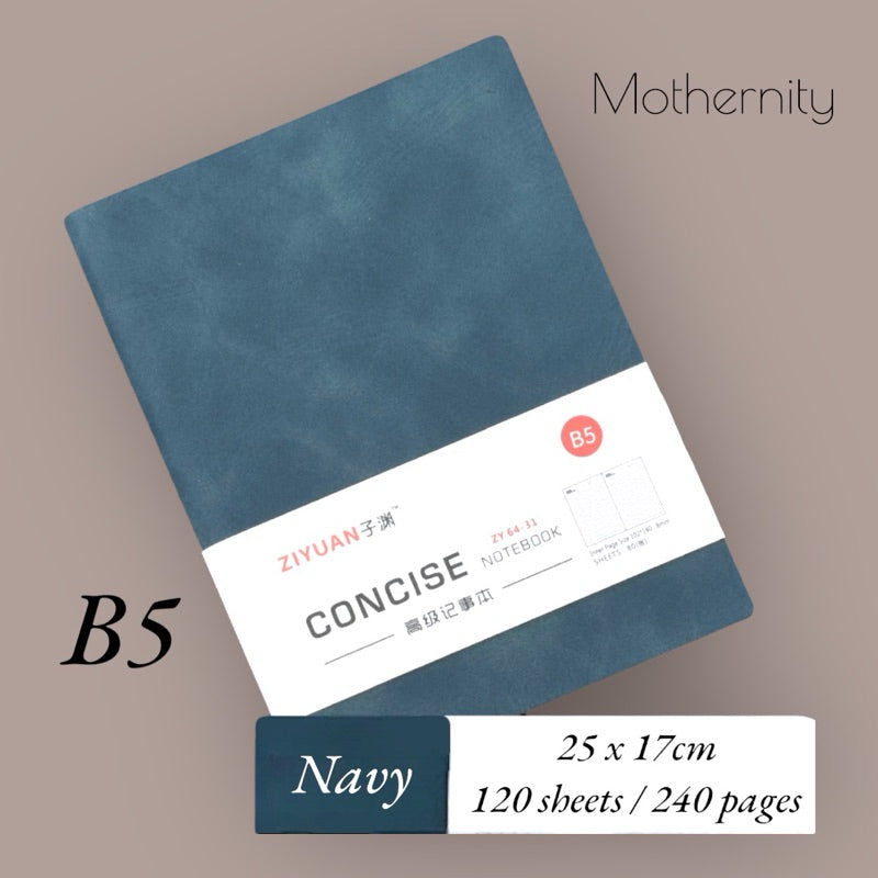 Concise PU Notebook | Minimalist Business Journal | A6 A5 B5 Sizes| Mothernity