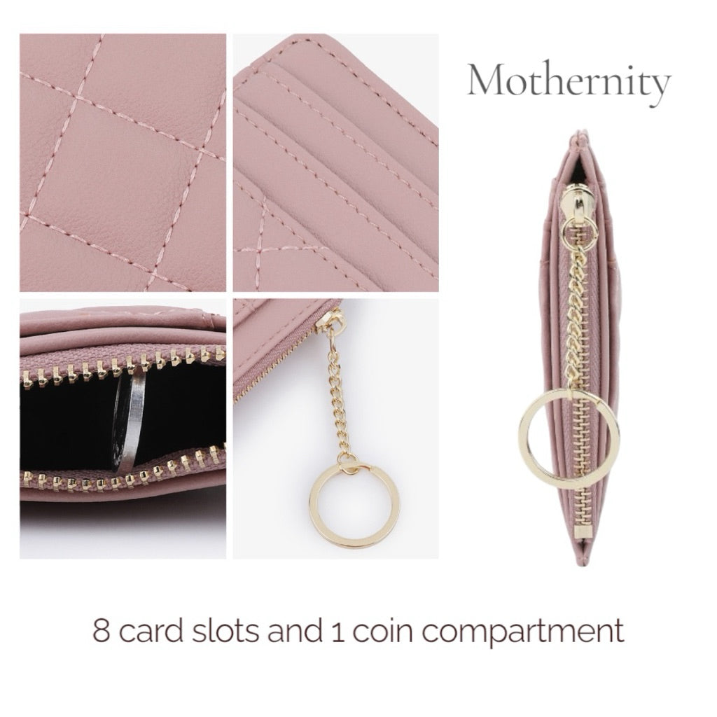 Elegant Quilted Card Holder – Multi-Slot PU Leather Wallet | Small Slim Ladies Card Case