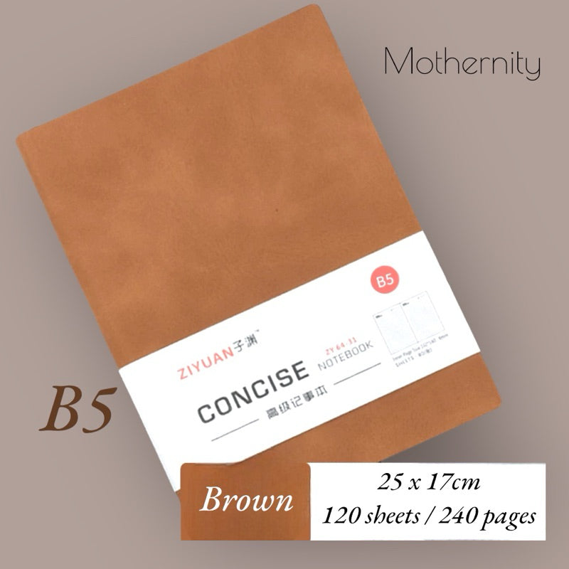 Concise PU Notebook | Minimalist Business Journal | A6 A5 B5 Sizes| Mothernity